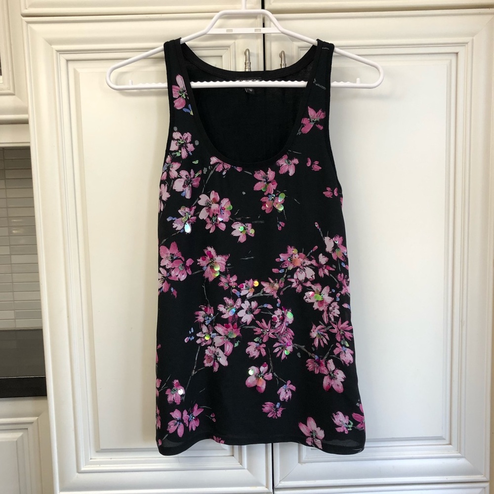 EXPRESS floral sequin tank top